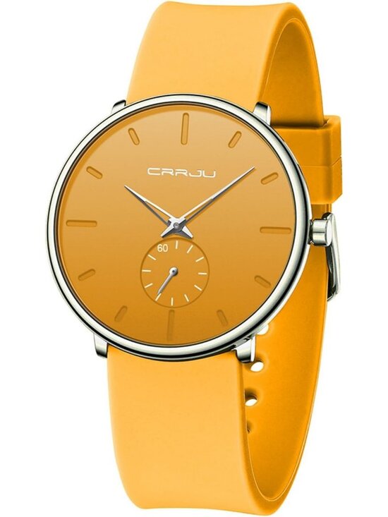 Unisex Yellow Casual Stylish Ultra Thin Silicone Band Waterproof Wrist Watch main image 5